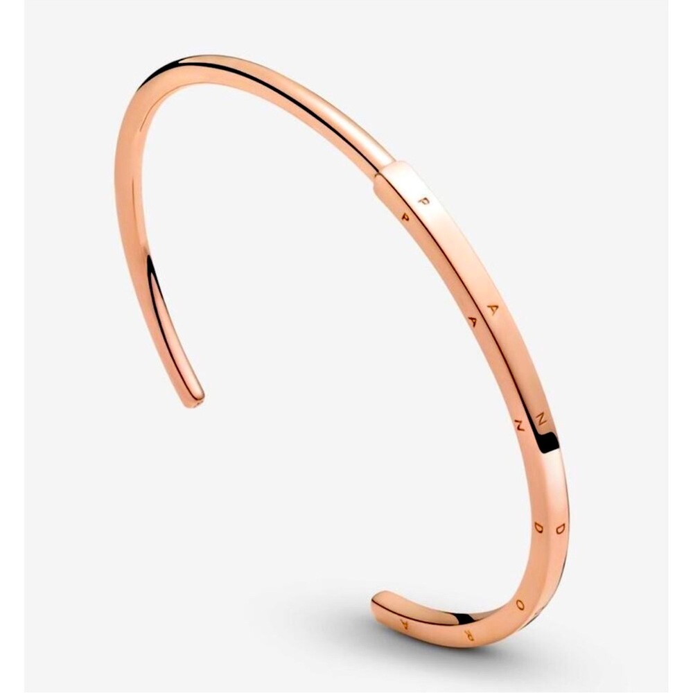 PANDORA Signature I-D Open Bangle - Rose Gold